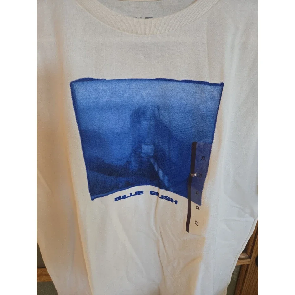 Billie Eilish Kids T Shirt Cream Graphic Print Short Sleeve Size xLarge Child